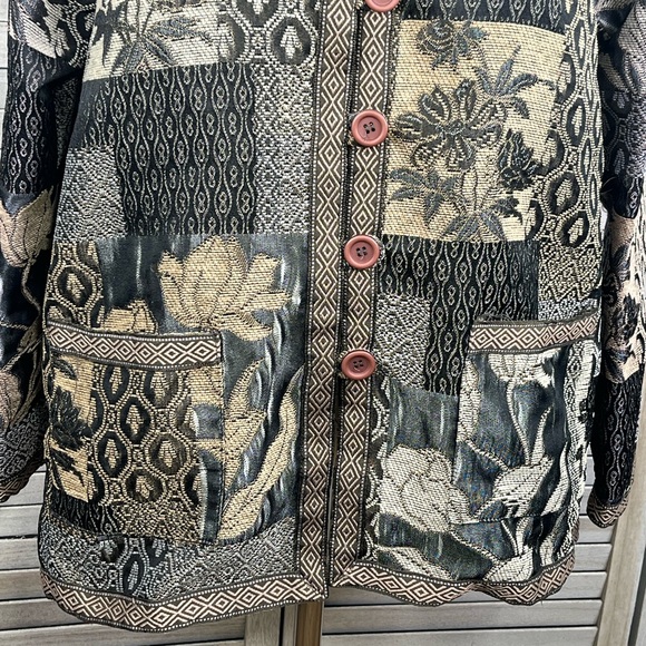 TUDOR COURT (By Haband) Vintage 70's-80's Button Down Tapestry Jacket-Large - Picture 3 of 5